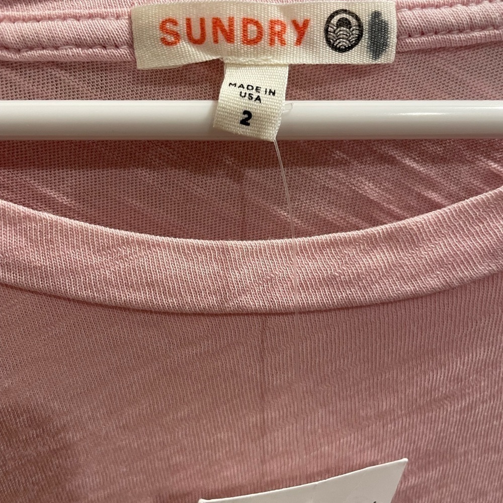 NWT - Sundry Pink Ruffle Sleeve Heart Printed Top - Picture 4 of 4
